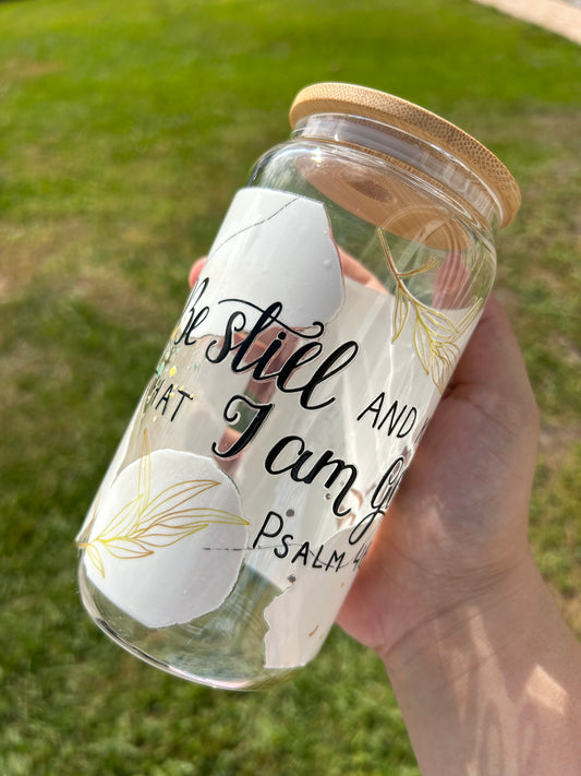 Be Still & Know 16 oz Glass Cup